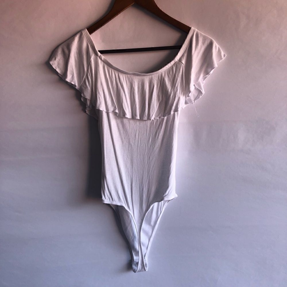 Express White Ruffle Bodysuit - Picture 5 of 5